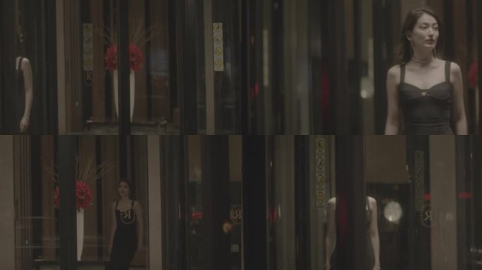 【1080p】美女高档酒店旋转门慢动作