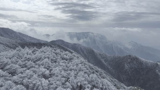 航拍雾凇满山雾凇 大雪封山