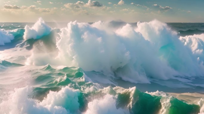 航拍海浪扬帆起航风雨后彩虹成功素材