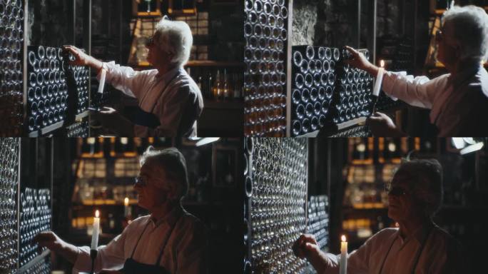 SLO MO葡萄酒遗产:一个葡萄酒商的沉思之中的瓶装珍宝，蜡烛，烛光，酒厂，葡萄酒，酒窖