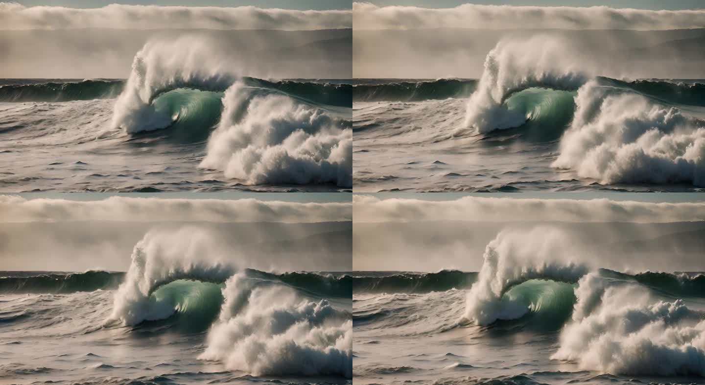 海水海洋海浪巨浪翻滚大海浪花泡沫