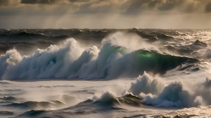 海水海洋海浪巨浪翻滚大海浪花泡沫