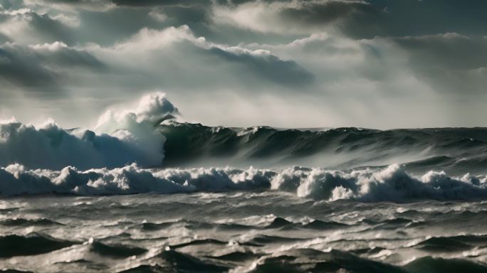 海水海洋海浪巨浪翻滚大海浪花泡沫