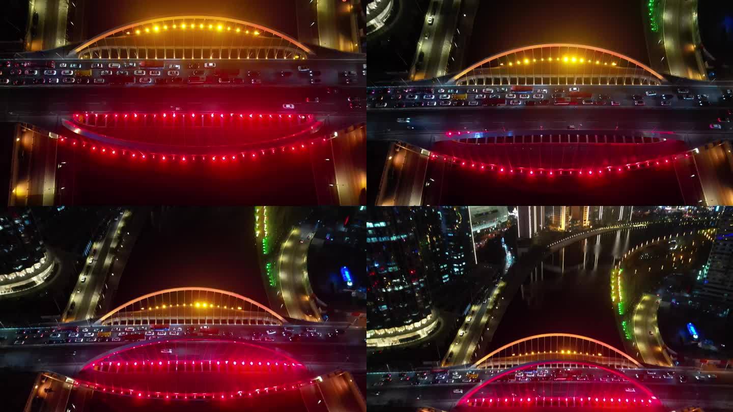 天津大沽桥夜景航拍