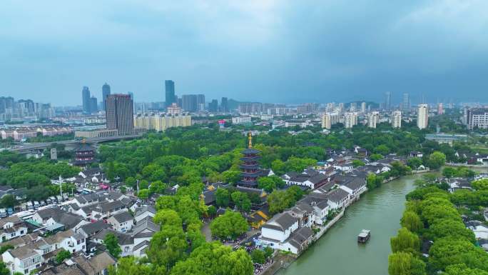 江苏苏州市姑苏区寒山寺江南水乡风景风光航