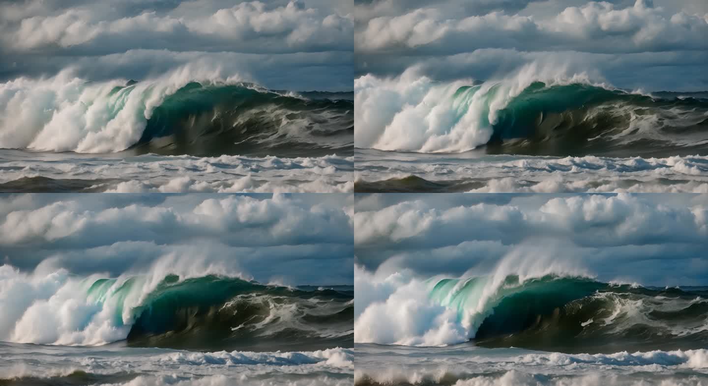 海水海洋海浪巨浪翻滚大海浪花泡沫