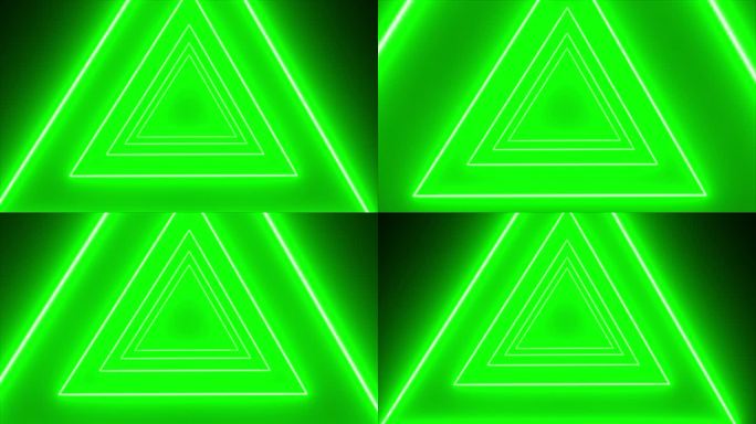 4K原创 绿色三角形霓虹隧道