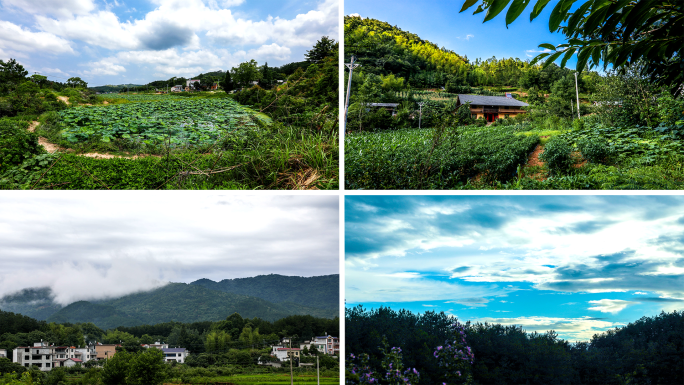 美丽乡村航拍延时 乡村风景延时