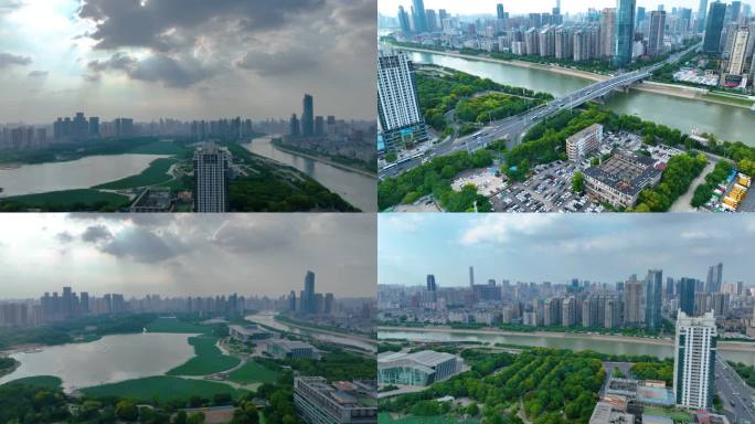 湖北武汉月湖龟山电视塔汉江琴台大剧院风景