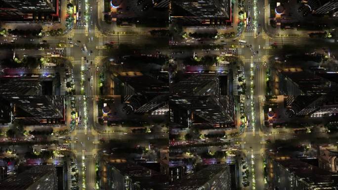 十字路口高峰期车流夜景航拍