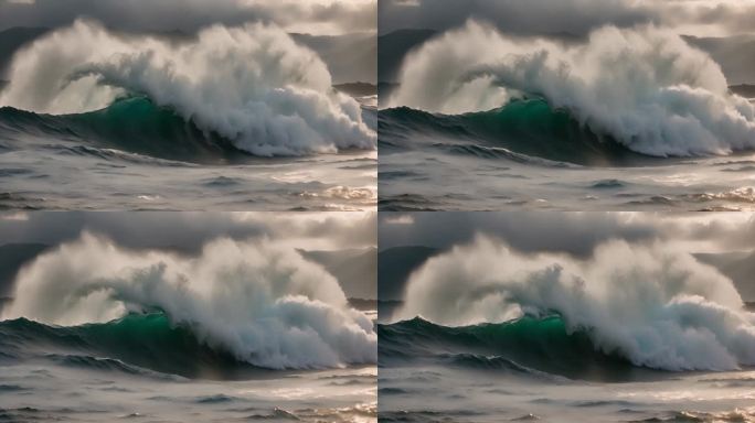 海水海洋海浪巨浪翻滚大海浪花泡沫