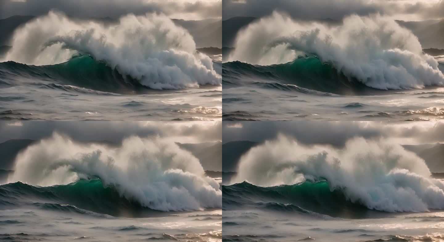 海水海洋海浪巨浪翻滚大海浪花泡沫