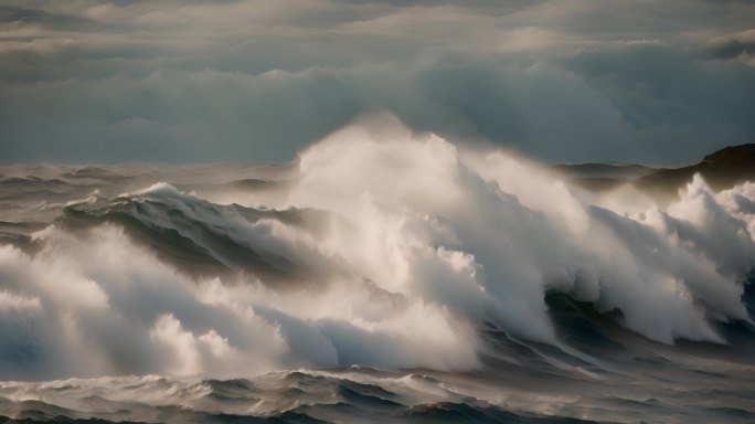 海水海洋海浪巨浪翻滚大海浪花泡沫