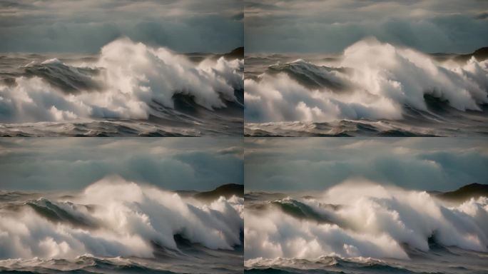 海水海洋海浪巨浪翻滚大海浪花泡沫