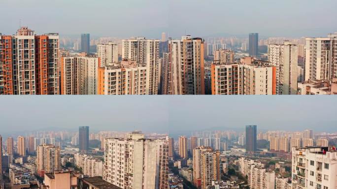 4k航拍穿越城市建筑綦江城市风光
