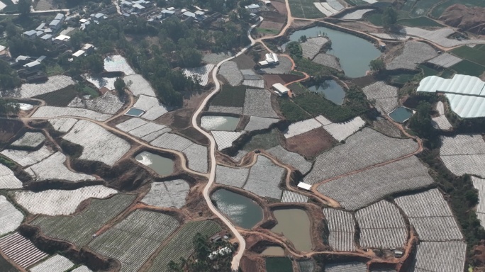 高空航拍滇北盆地农田