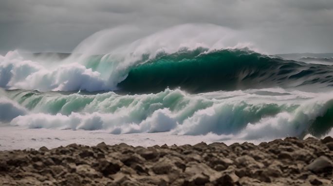 海水海洋海浪巨浪翻滚大海浪花泡沫