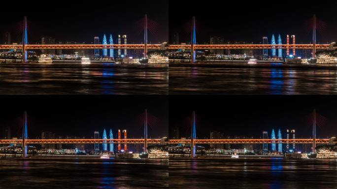 重庆东水门大桥夜景延时