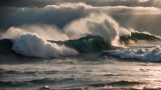 海水海洋海浪巨浪翻滚大海浪花泡沫