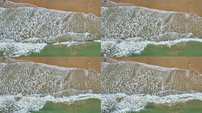 海南海岸线海浪拍打沙滩礁石航拍旅拍素材