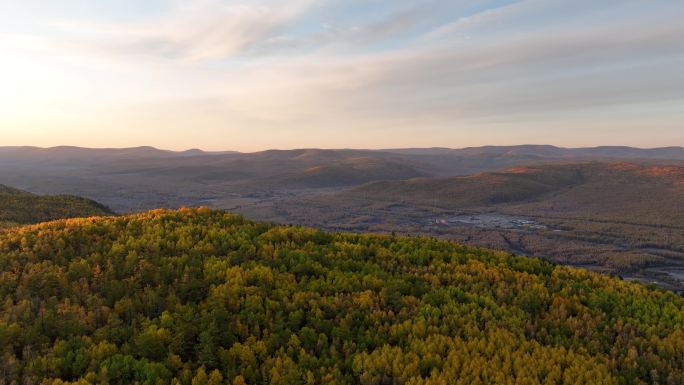 内蒙古自然风景山林色彩斑斓秋意渐浓