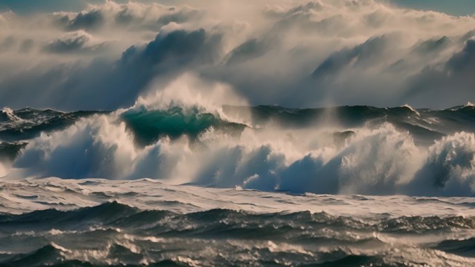 海水海洋海浪巨浪翻滚大海浪花泡沫