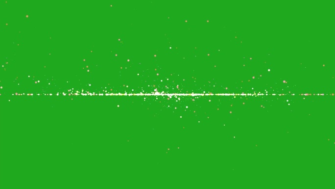 微小的闪光颗粒在绿色屏幕上形成线条运动图形