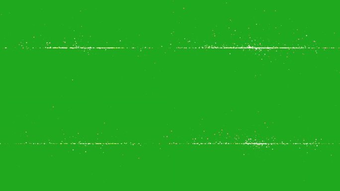 微小的闪光颗粒在绿色屏幕上形成线条运动图形