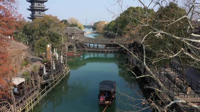 浙江乌镇 古镇 航拍 实拍 美景 素材