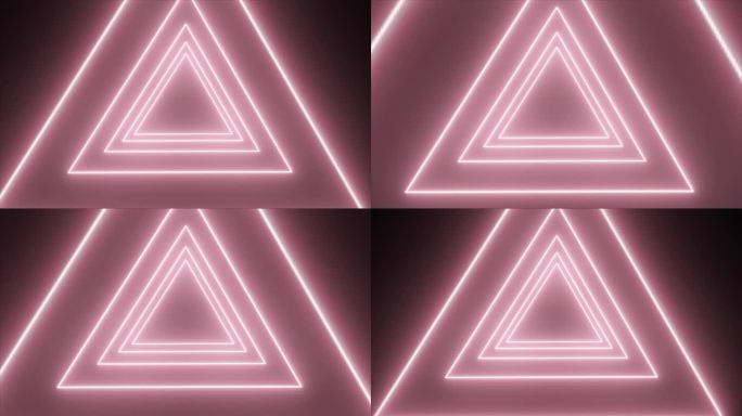 4K原创 粉红色三角形霓虹隧道