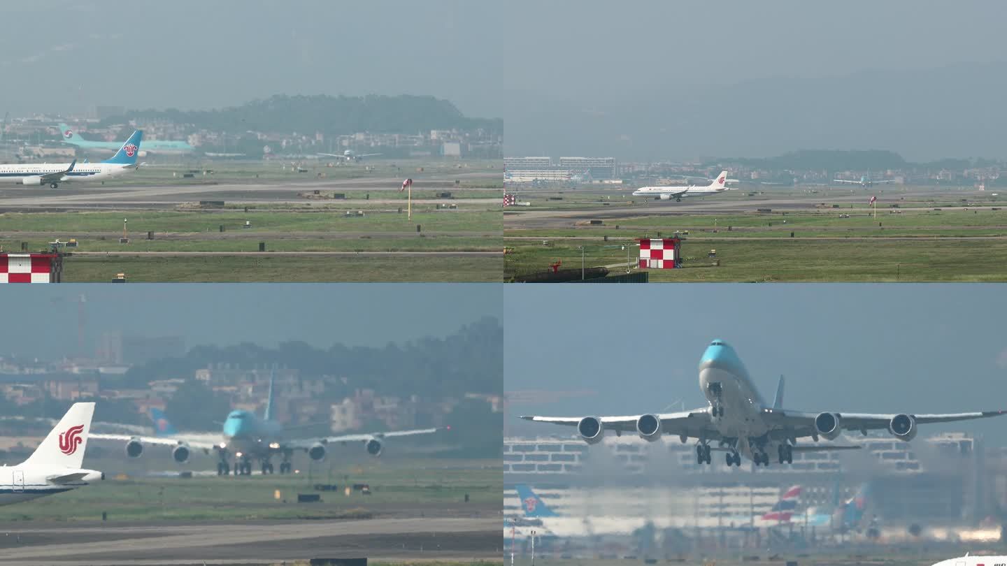 四个发动机飞机大韩航空波音747-8起飞