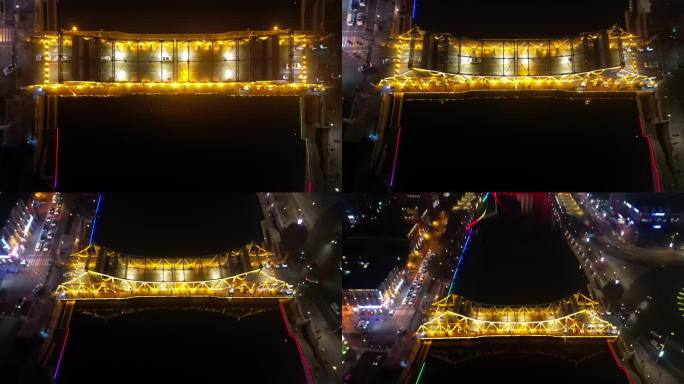 天津解放桥夜景航拍