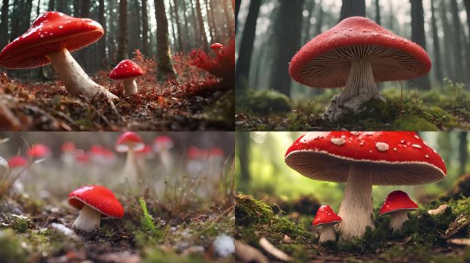 树林丛林中的毒蘑菇