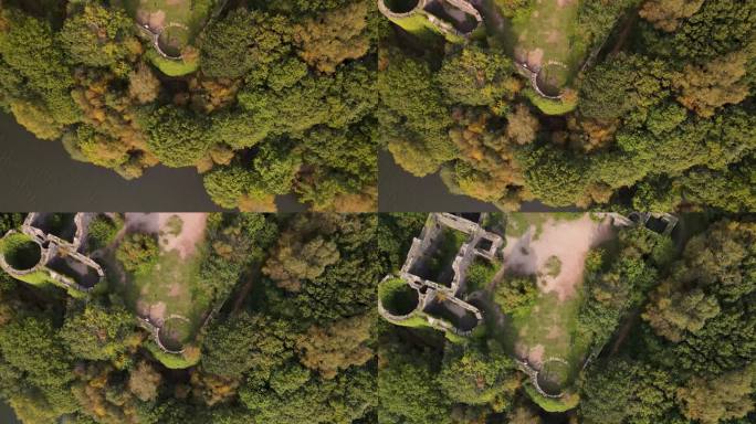 兰开夏郡里文顿附近利物浦城堡废墟的无人机视频