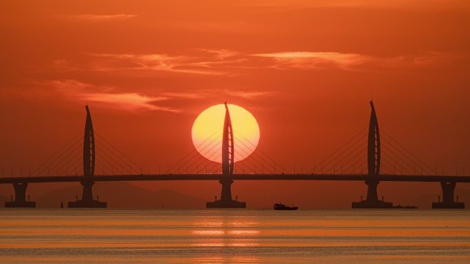 港珠澳大桥海豚塔日出延时