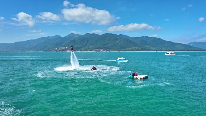 4k海南陵水分界洲岛旅游胜地水上运动航拍