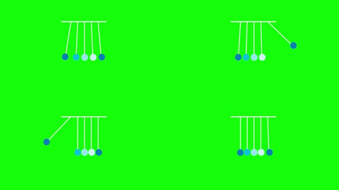 牛顿摇篮4k分辨率动画。牛顿的摇篮在绿色背景屏幕加载器。循环加载运动设计的介绍或翻译。