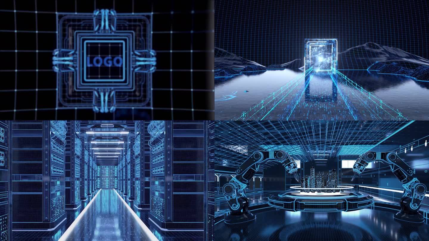 C4D科技镜头穿梭 元宇宙 芯片 机房