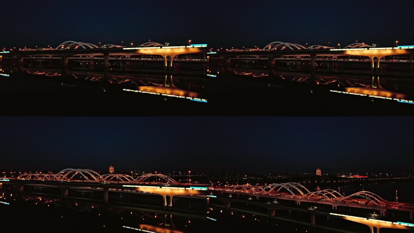 浐灞 世博园 地铁 桥 夜景 航拍