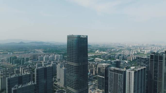 奥克斯大楼航拍 华夏未来科技城夜景