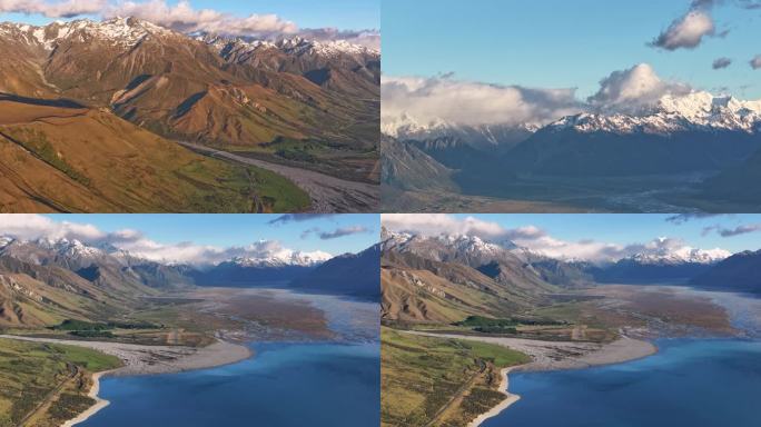 延时航拍新西兰库克山自然风光