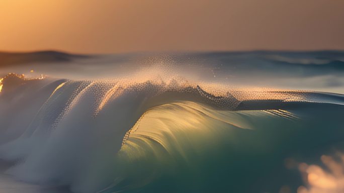 宽屏超宽屏夕阳大海海上风浪大浪巨浪涨潮