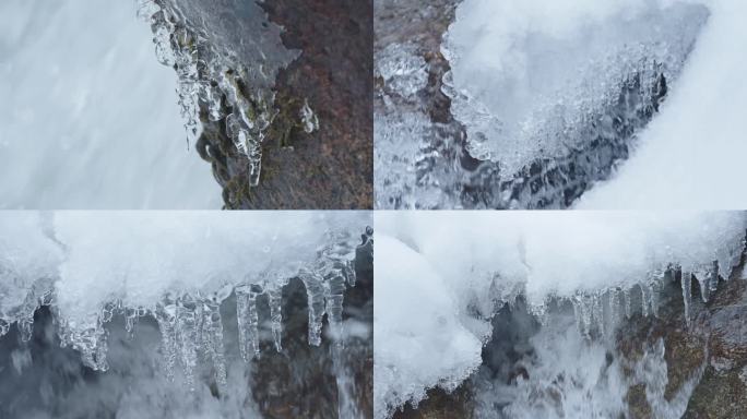 冰雪融化 冰碴 溪流溪水 寒冷 冰冷刺骨