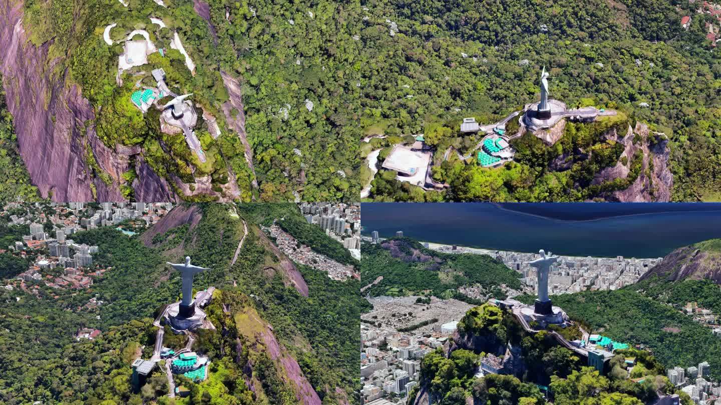 巴西 基督山 耶稣像 航拍