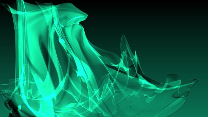 抽象的绿色烟雾在黑色背景上动画。