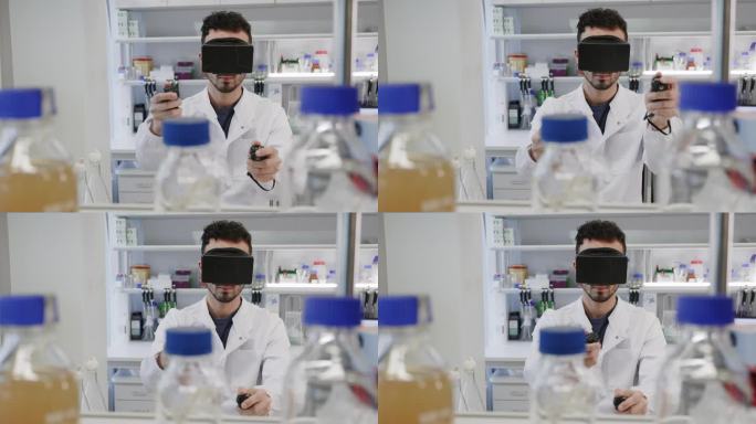 科学家在实验室中使用虚拟现实技术