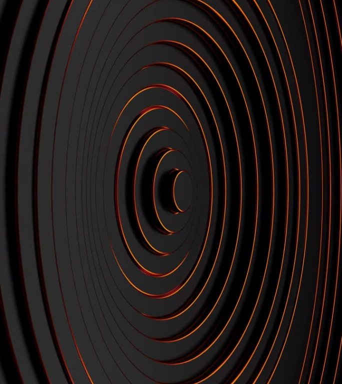 黑色和橙色的背景与圆形设计在中心。垂直循环动画