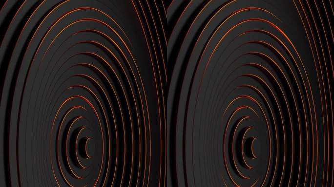 黑色和橙色的背景与圆形设计在中心。垂直循环动画