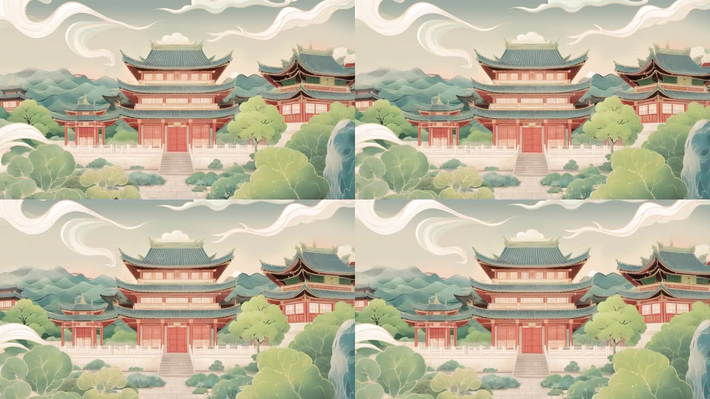 中式宫殿卡通视频背景
