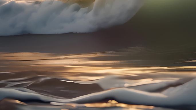 唯美夕阳大海海浪波浪涨潮潮水宽屏超宽屏